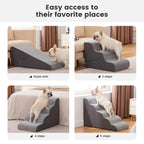 Gardner Pet Dog Stairs for Small Dogs 16.5" H, 2 in 1 Transformable 3-Step Pet Stairs and ramp, Dog Steps for Couch (13-20 in) with Durable Non-Slip Waterproof Cover and CertiPUR-US Certified Foam