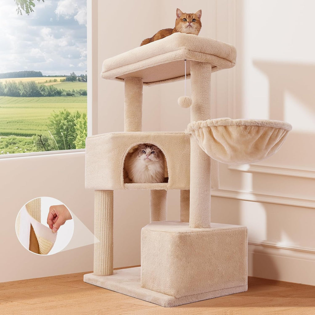 Gardner Pet 41in Cat Tree with 3.2in Posts Heavy Duty Cat Tower, Beige