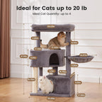 Gardner Pet 41in Cat Tree with 3.2in Posts Heavy Duty Cat Tower, Gray