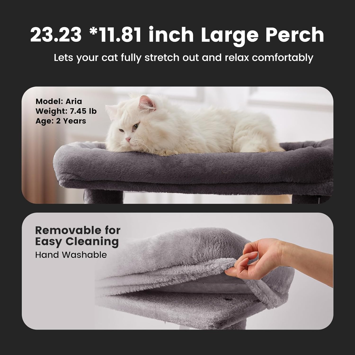 Gardner Pet 41in Cat Tree with 3.2in Posts Heavy Duty Cat Tower, Gray