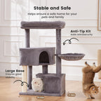 Gardner Pet 41in Cat Tree with 3.2in Posts Heavy Duty Cat Tower, Gray