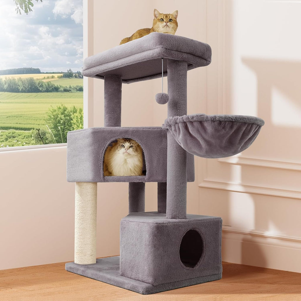 Gardner Pet 41in Cat Tree with 2.8in Posts Heavy Duty Cat Tower, Gray