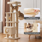 Gardner Pet 65in Cat Tree with 3.23in Posts Heavy Duty Cat Tower, Beige