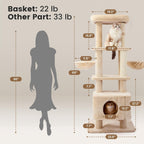 Gardner Pet 65in Cat Tree with 2.84in Posts Heavy Duty Cat Tower, Beige