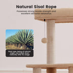 Gardner Pet 65in Cat Tree with 2.84in Posts Heavy Duty Cat Tower, Beige