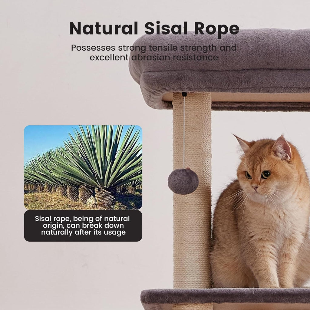 Gardner Pet 65in Cat Tree with 2.84in Posts Heavy Duty Cat Tower, Gray